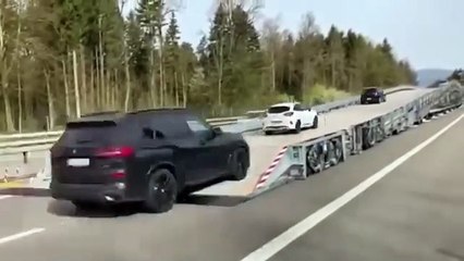 In Switzerland, mobile overpass bridges are used to carry out road work without stopping traffic