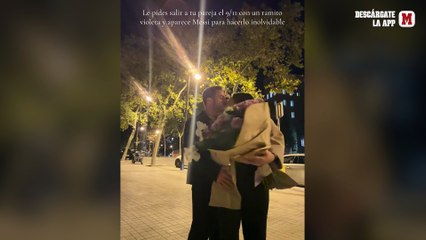 Se graba dando una sorpresa a su novia en Barcelona... ¡y aparece Messi por detrás!
