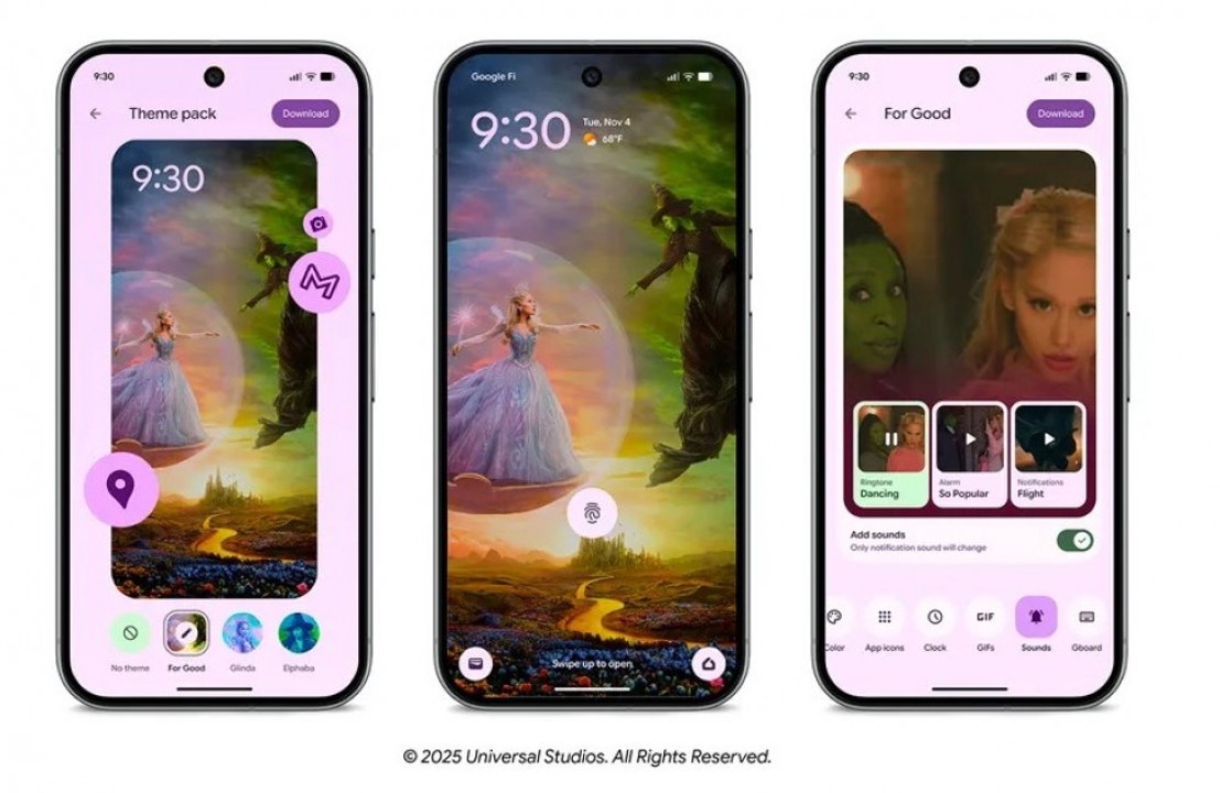 Google adds Wicked: For Good theme pack for Pixels devices