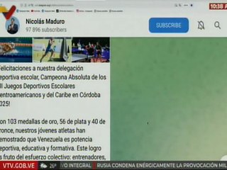 Pdte. Maduro felicitó delegación campeona en Juegos Deportivos Escolares Centroamericanos y Caribe