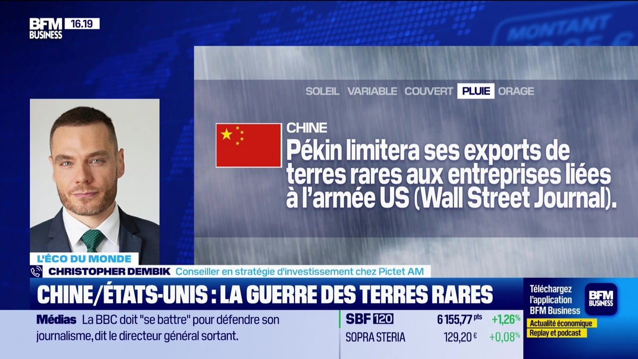 L'éco du monde : La Chine pourrait encore réduire l'accès à ses terres rares aux entreprises de Défense américaines - 11/11