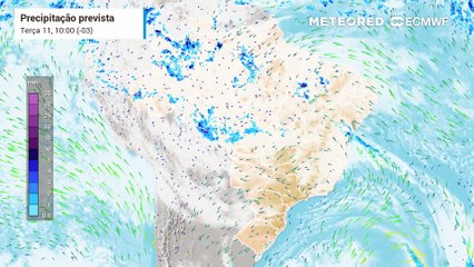 Previsão de nebulosidade e chuvas até quinta-feira (13)