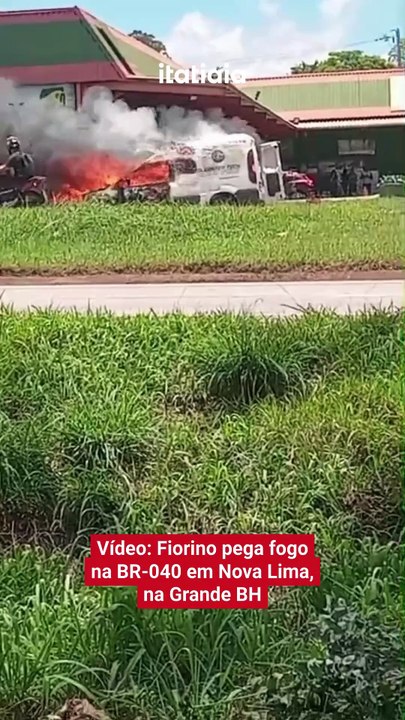 Vídeo: Fiorino pega fogo na BR-040 em Nova Lima, na Grande BH