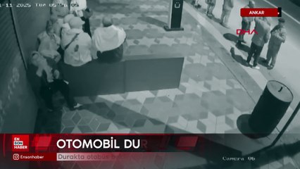 Ankara'da otomobil durağa daldı