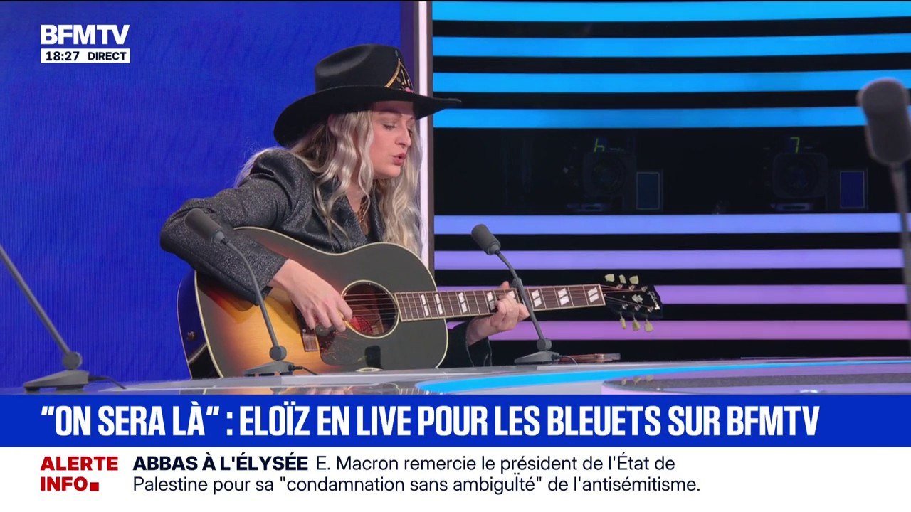 Eloïz, chanteuse, interprète la chanson "On sera là" écrite et composée par Jean-Jacques Goldman en direct sur BFMTV