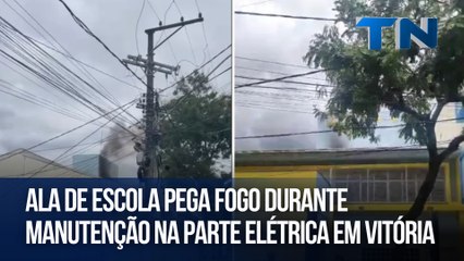 Ala de escola pega fogo durante manutenção na parte elétrica em Vitória