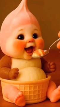 A cute baby enjoying ice cream! 🍨 First bite of vanilla and chocolate-banana ice cream brings the sweetest smile. Pure happiness in every lick! 😋💖 #BabySmiles #IceCreamLover