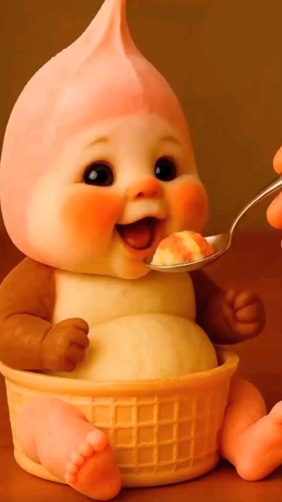 A cute baby enjoying ice cream! 🍨 First bite of vanilla and chocolate-banana ice cream brings the sweetest smile. Pure happiness in every lick! 😋💖 #BabySmiles #IceCreamLover