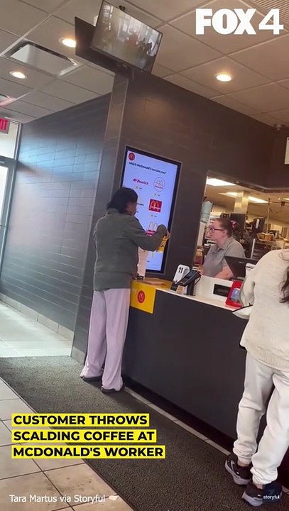 An irate customer who threw a cup of scalding coffee at a McDonald's employee at a location in Sagin