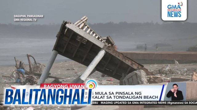 Mga basura at debris mula sa pinsala ng Bagyong Uwan, nagkalat sa Tondaligan Beach | Balitanghali
