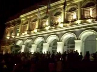 les supporters stephanois a l'Hotel de ville