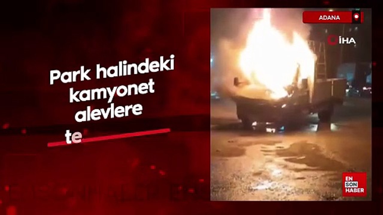 Adana'da park halindeki kamyonet alevlere teslim oldu