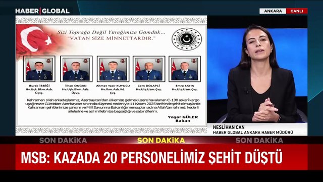MSB'de düşen uçakla ilgili yeni açıklama: 20 askerimiz şehit oldu
