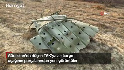 Gürcistan'da düşen TSK'ya ait kargo uçağının parçalarından yeni görüntüler