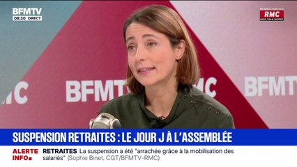 Suspension de la réforme des retraites: "C'est une brèche dans un totem du macronisme", affirme Sophie Binet
