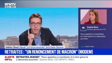 Réforme des retraites: "Ce n'est pas une suspension, c'est un décalage", dénonce Hadrien Clouet (LFI)