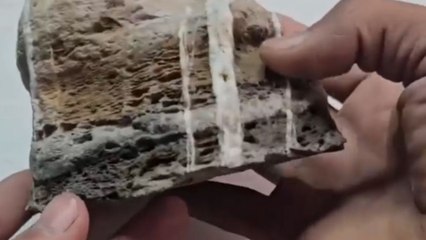 Satisfying tutorial showing easy steps for making a handmade stone planter