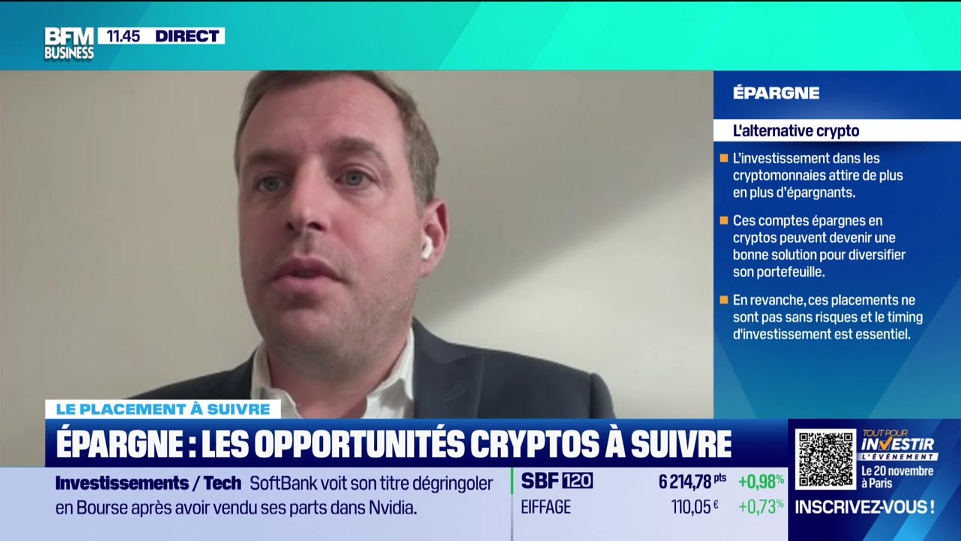 Le placement à suivre : Épargner en cryptos, est-ce le bon timing ? - 12/11
