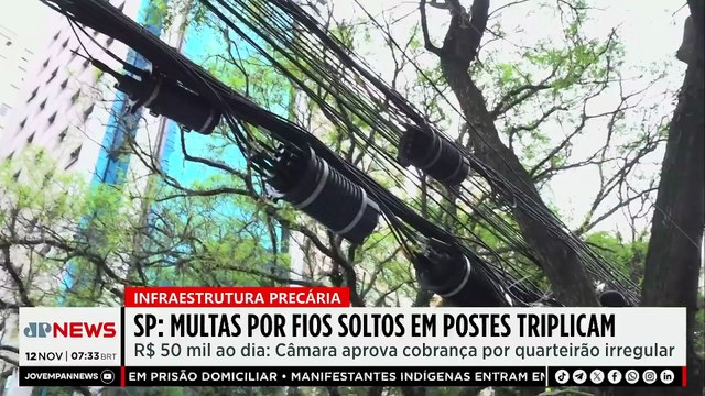 Multas por fios soltos em postes triplicam em São Paulo