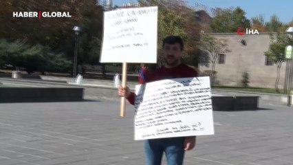 Kayseri'de boşanmak isteyen adamdan tek kişilik eylem: Çocukları koruma altına alınsın istiyor