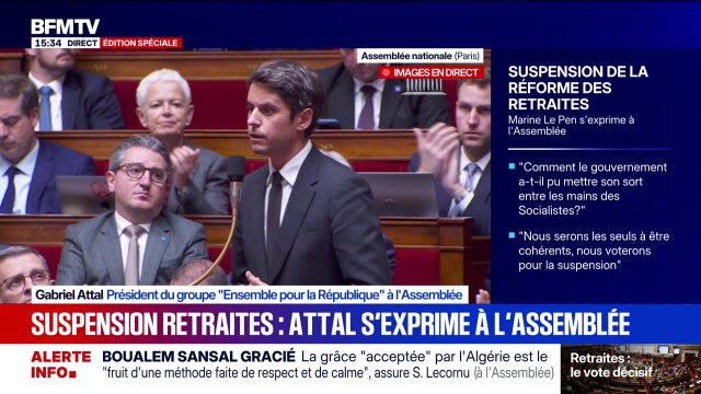 Suspension/retraites: Nous ne voulons pas nous mettre en travers du compromis souhaité par le Premier ministre avec le PS , affirme Gabriel Attal