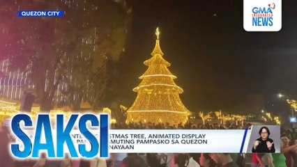 Higanteng Christmas tree, animated display at iba pang palamuting Pampasko sa Quezon City Hall, pinasinayaan | Saksi