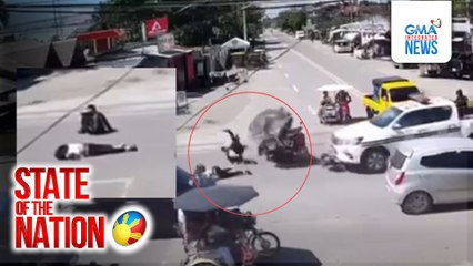 Tricycle, nasalpok ng police mobile; 2 estudyante, tumilapon | SONA