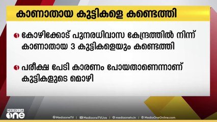 പുനരധിവാസ കേന്ദ്രത്തിൽ നിന്ന്  കാണാതായ മൂന്ന് കുട്ടികളെയും കണ്ടെത്തി