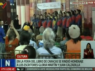 Rinden homenaje a los escritores Gloria Martín y Juan Calzadilla en la XVI Feria del Libro de Caracas