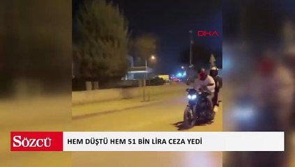Ön tekerini kaldırmak istediği motosikleti deviren sürücüye 51 bin TL ceza