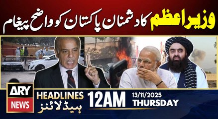 Terrorism in pakistan - PM Shehbaz's Huge Statement || ARY News 12 AM Headlines | 13th Nov 2025