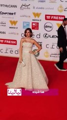 بفستان يشبه فستان الزفاف، هنا شيحه تتألق بالأبيض #مهرجان_القاهرة