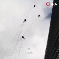 Impactante video: trabajadores quedaron colgando de un rascacielos por fuertes vientos en Estambul