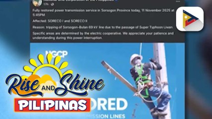 Power transmission service sa Sorsogon, naisaayos na ayon sa NGCP | ulat ni Darrel Buena - PTV Legazpi