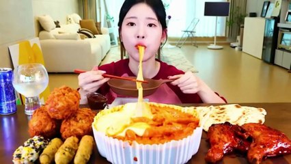 ASMR MUKBANG  Curry Tteokbokki, Seasoned Chicken, Indian Nan, Cheese Pork Cutlet and Kimbap EATING