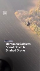 Ukrainian Soldiers Shoot Down A Shahed Drone