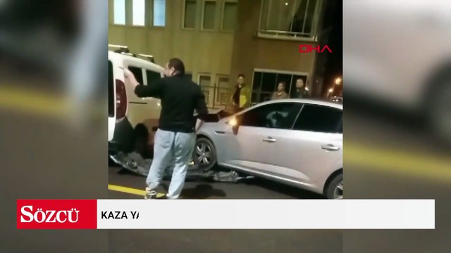 Kaza yapan oğluna kızan babayı çevredekiler sakinleştirdi