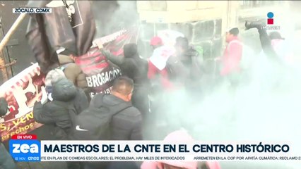 Elementos arrojan gas lacrimógeno a integrantes de la CNTE durante manifestación