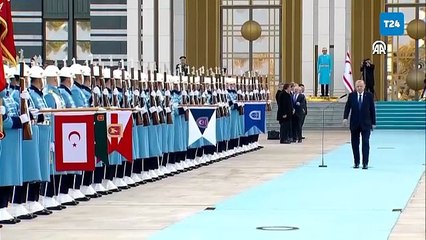 Cumhurbaşkanı Erdoğan, KKTC Cumhurbaşkanı Erhürman'ı resmi törenle karşıladı