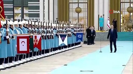 Cumhurbaşkanı Erdoğan, KKTC Cumhurbaşkanı Erhürman’ı resmi törenle karşıladı