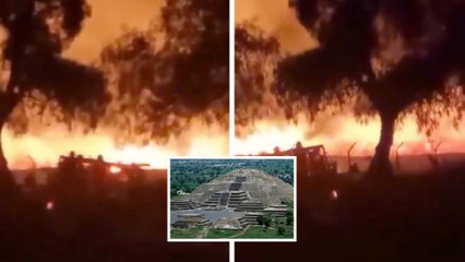 Teotihuacán: Incendio detrás de la pirámide de La Luna consume gran parte matorrales y árboles