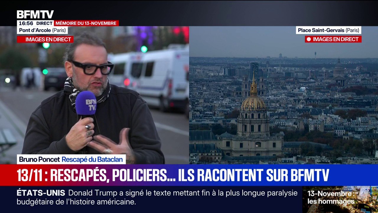 Attentats du 13-Novembre: “Je sais pourquoi je me lève le matin, je me lève pour ces 132 personnes, ça me donne une force supplémentaire (...) ma vie est beaucoup plus belle maintenant”, détaille Bruno Poncet, rescapé du Bataclan