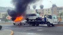 Colectivero incendió su vehículo para evitar intervención de ATU.