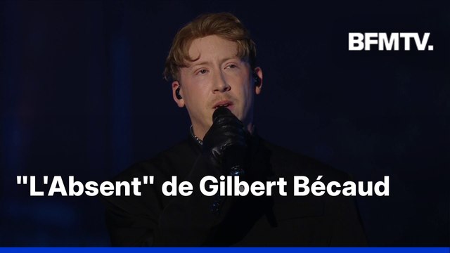 13-Novembre: Eddy de Pretto interprète L'Absent de Gilbert Bécaud tandis que les visages des victimes sont projetés