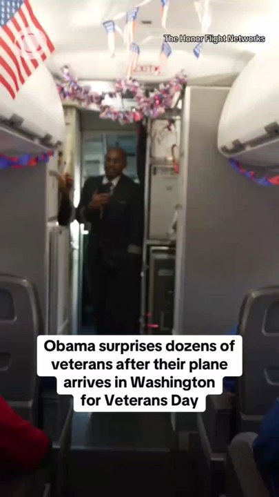 In honor of Veterans Day former President Barack Obama surprised and thanked Korean and Vietnam War veterans that flew in an Honor Flight and had landed in Washington DC over the weekend Obama shook hands with the veterans as they