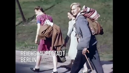 July 1945: Those who can, leave Berlin for the West - AI-restored film footage