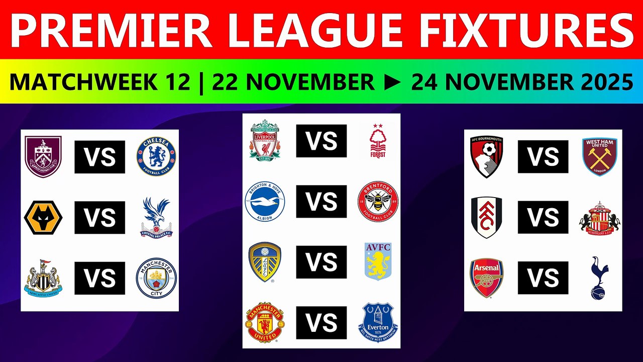 Premier League Fixtures – Matchday 12 (2025/26)