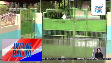 Baha sa ilang eskuwelahan sa Calasiao, Pangasinan, hindi pa rin humuhupa | Unang Balita