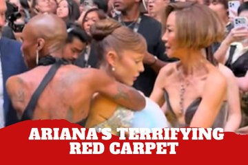 Ariana Grande’s red carpet scare as Cynthia Erivo rushes to protect her