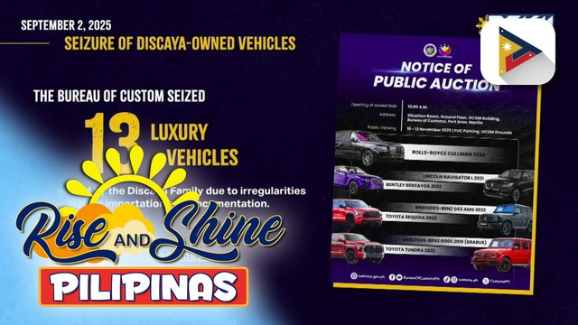 Public viewing ng ilan sa mga sasakyan ng mga DIscaya na ipasusubasta, nagsimula na | ulat ni Louisa Erispe